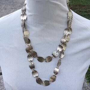 Additions by Chico's Hammered Gold Leaf Necklace NWT
